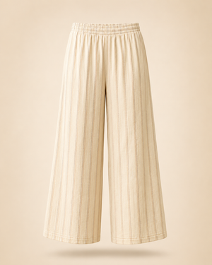 Cotton Wide Leg Pants- Multi Stripe