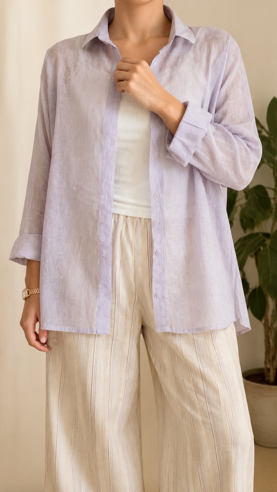 Linen Shirt-Lilac
