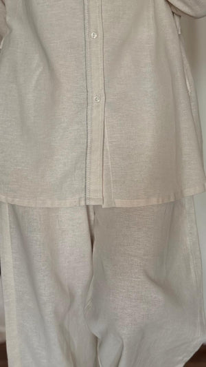 Light-weight Khaddar Wide Leg Pants- Off White