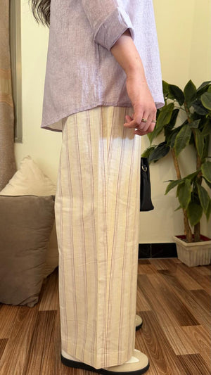 Cotton Wide Leg Pants- Multi Stripe
